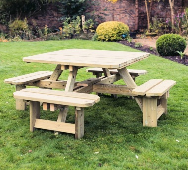 8 Seater Square Picnic Bench 680 - Pressure Treated 8 Seater Square Picnic Bench 680 - Pressure Treated