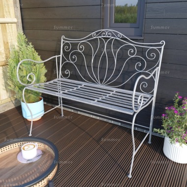 2 Seater Vintage Bench 607 - Wrought Iron, Grey Antique Finish 2 Seater Vintage Bench 607 - Wrought Iron, Grey Antique Finish