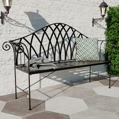 2 Seater Vintage Bench 633 - Wrought Iron, Black Antique Finish 2 Seater Vintage Bench 633 - Wrought Iron, Black Antique Finish