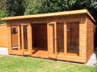 Pent Summerhouse 238 - Low Level Glazing, Double Door, Fitted Free