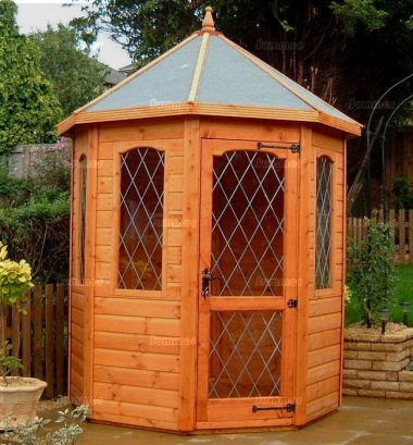 Leaded Octagonal Summerhouse 26 - Arches, Single Door, Fitted Free