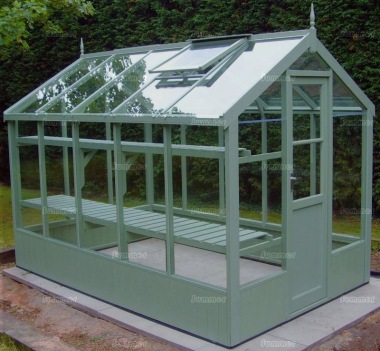 Painted Wooden Greenhouse 211 - Thermowood, Toughened Glass, Fitted Free