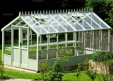 Painted Wooden Greenhouse 549 - Toughened Glass