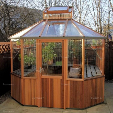 Cedar Octagonal Greenhouse 87 - Toughened Glass Cedar Octagonal Greenhouse 87 - Toughened Glass