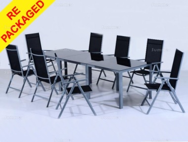 Repackaged 8 Seater Dining Set 308 - Textilene Recliners, Rectangular Table