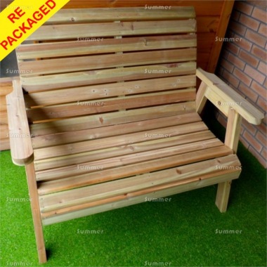Repackaged 2 Seater Bench 332 - High Back, Slatted Seat and Back