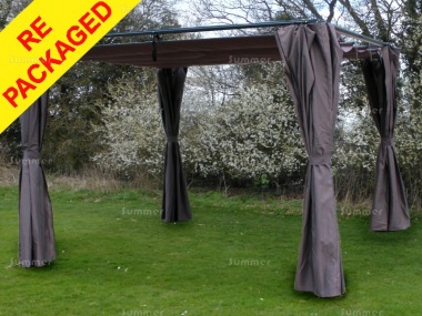 Repackaged Metal Gazebo 105 - Retractable Canopy, Curtains