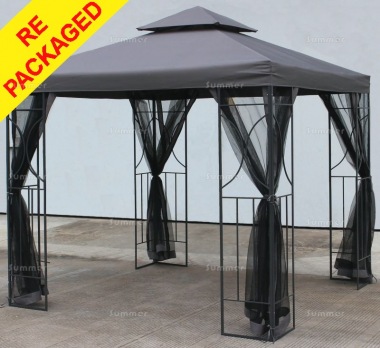 Repackaged Gazebo 104-G - Metal, Hipped Roof, Side Screens Repackaged Gazebo 104-G - Metal, Hipped Roof, Side Screens