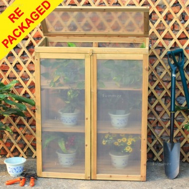 Repackaged Growhouse 061 - Polycarbonate, 3 Shelves, Brown Finish